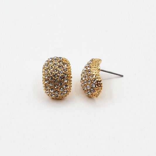 Gold Oval Rhinestone Earrings