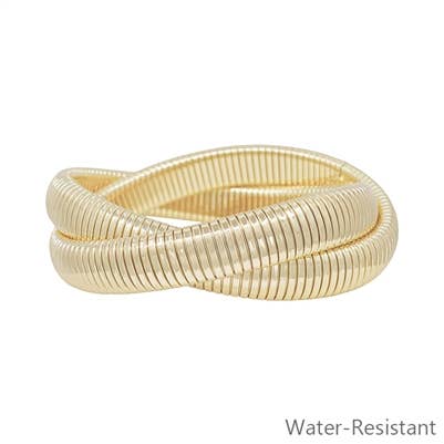 Gold 2 Strand Ribbed Twisted Bracelet