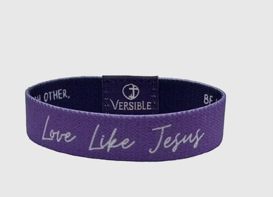 Versible Wristband Purple "Love Like Jesus"