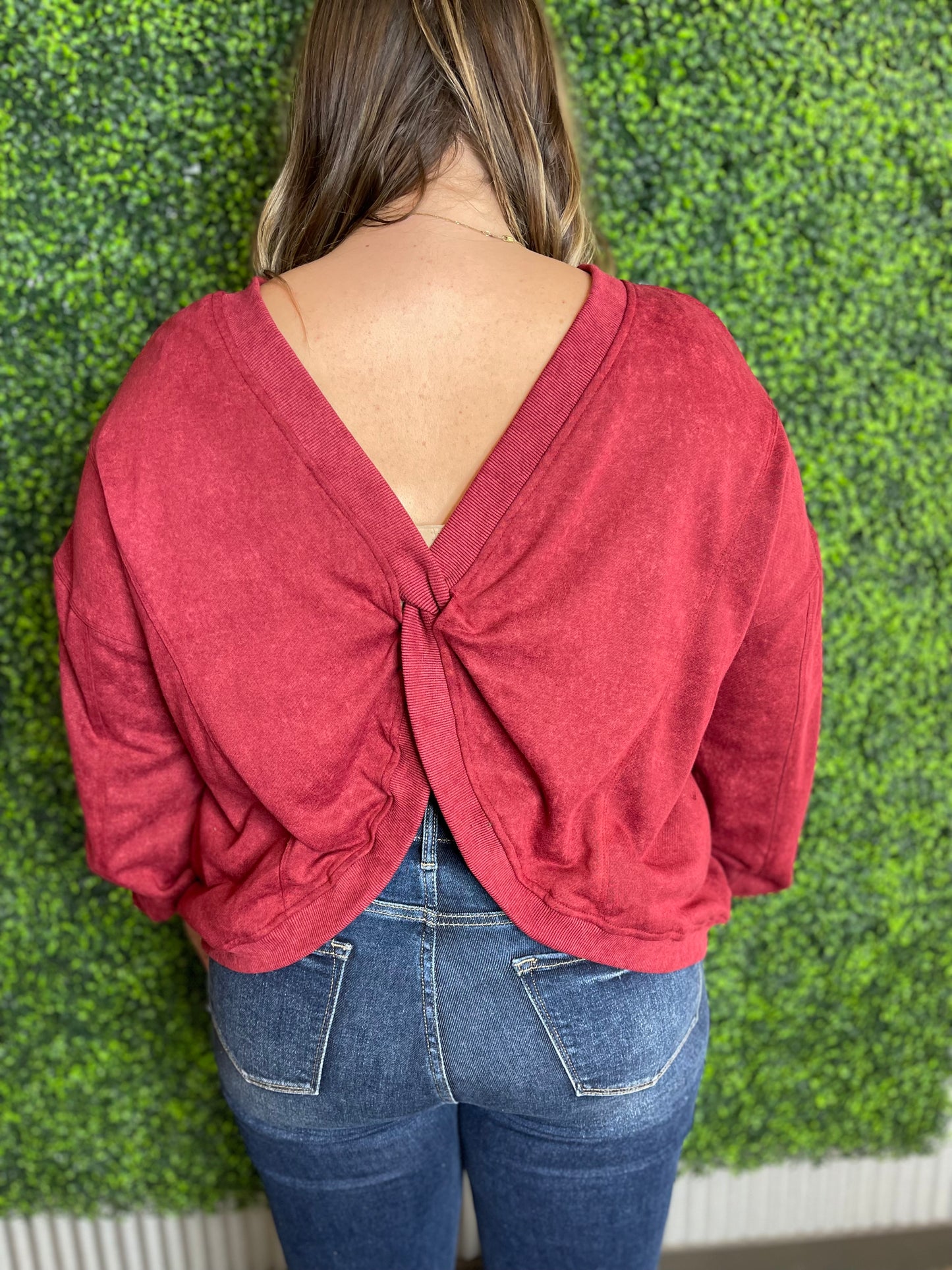 Maroon Criss-Cross Top