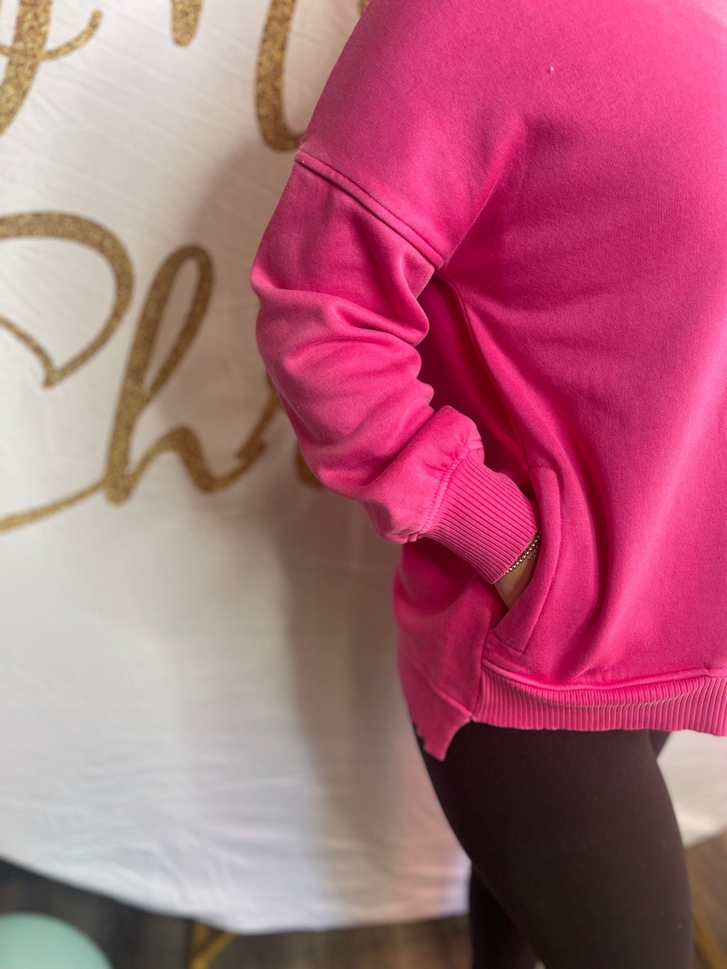 Hot Pink Hi-Low Pullover