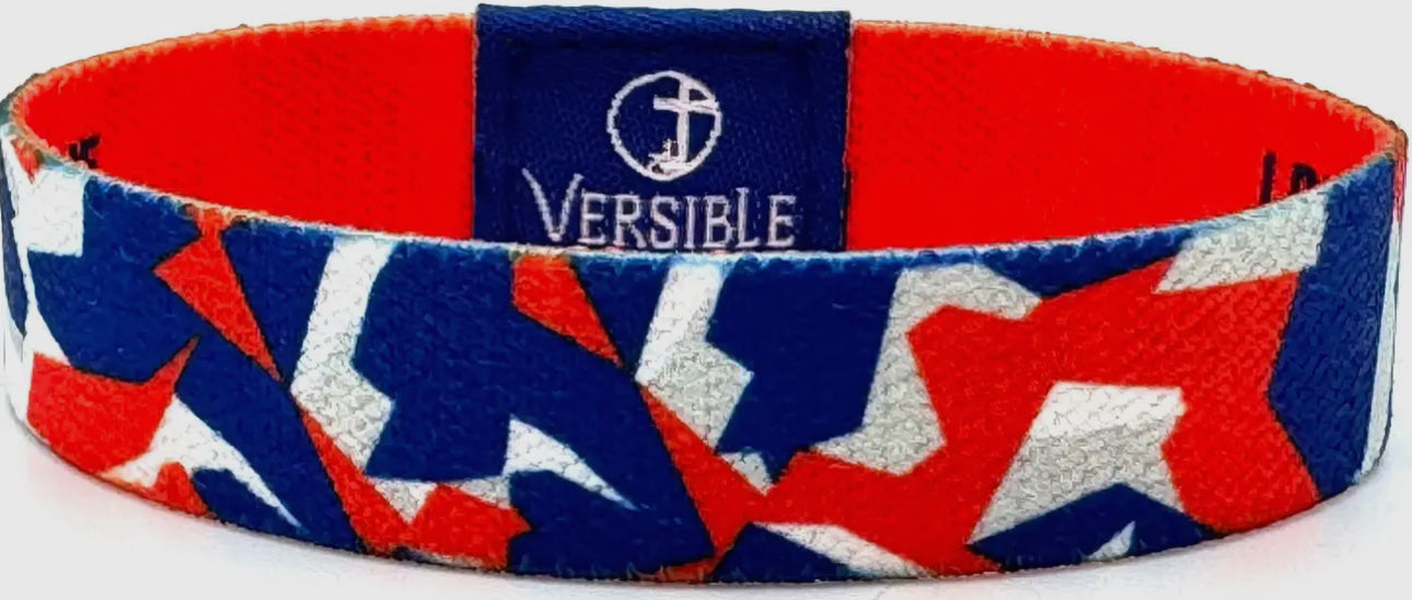 Versible Red & Blue “Philippians 4:13” wristband