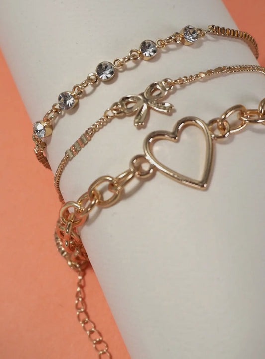 Layered Bow Rhinestone Bracelet