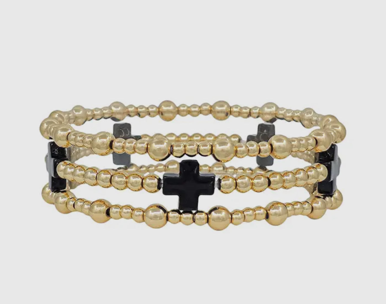 Goldie Black Cross Bracelet Set