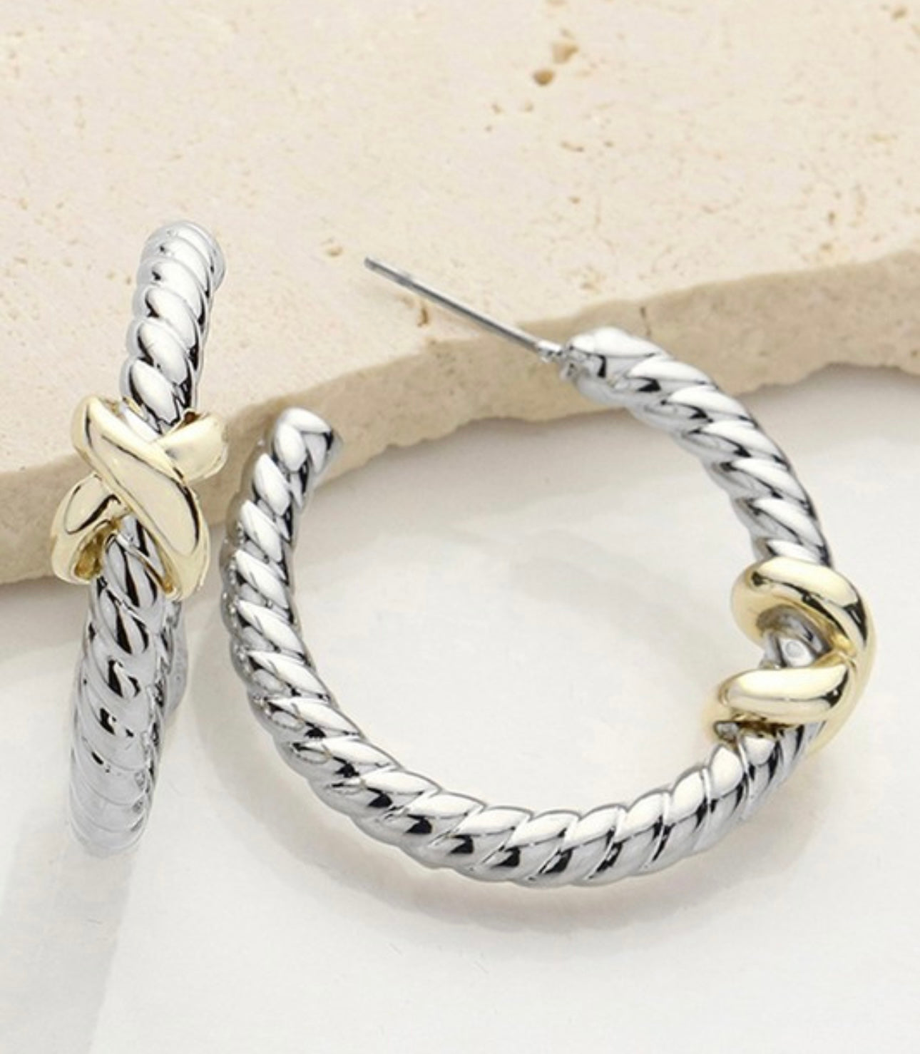 Two Tone Crisscross Hoops