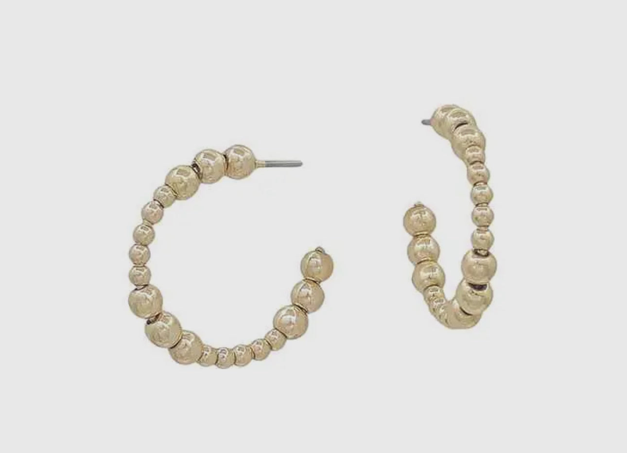 Water Resistant Gold Beaded Hoops