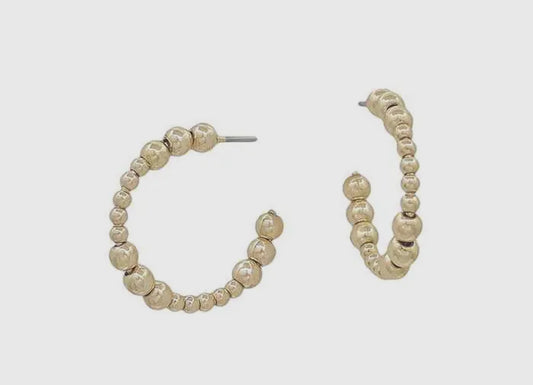 Water Resistant Gold Beaded Hoops