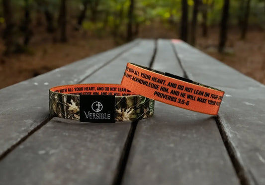 Versible Forest Camo Wristband “Proverbs 3:5-6”