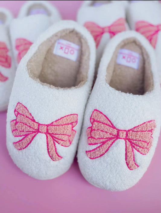 Toddler Pink Bow House Shoes