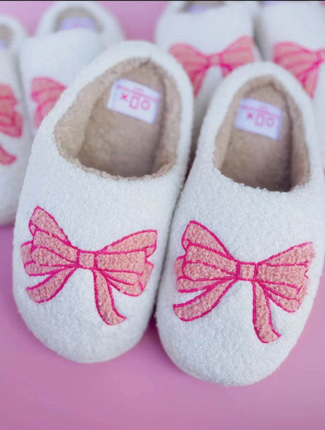 Pink Bow House Shoes